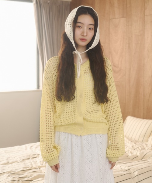 REMOON(リムーン)の「3wayメッシュニットカーディガン(カーディガン/ボレロ・レディース・オフホワイト/ピンク/イエロー・FREE)」の21枚目の写真