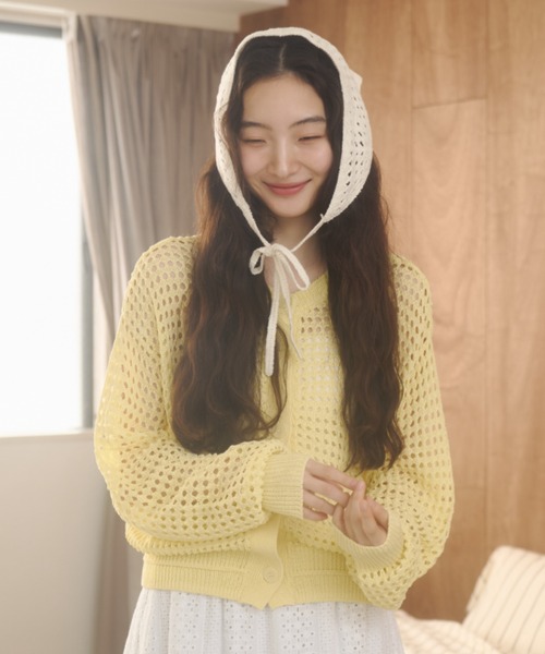 REMOON(リムーン)の「3wayメッシュニットカーディガン(カーディガン/ボレロ・レディース・オフホワイト/ピンク/イエロー・FREE)」の22枚目の写真