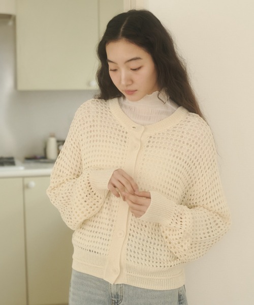REMOON(リムーン)の「3wayメッシュニットカーディガン(カーディガン/ボレロ・レディース・オフホワイト/ピンク/イエロー・FREE)」の15枚目の写真