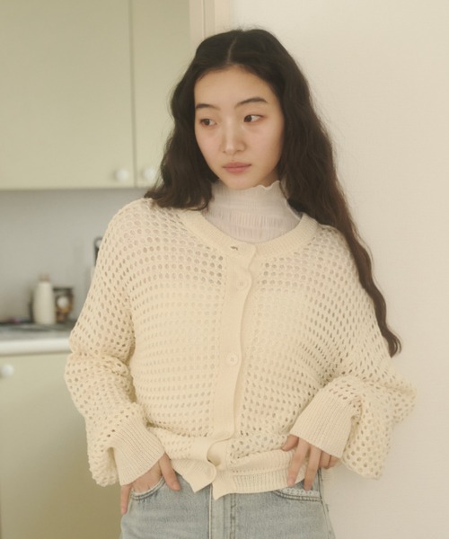 REMOON(リムーン)の「3wayメッシュニットカーディガン(カーディガン/ボレロ・レディース・オフホワイト/ピンク/イエロー・FREE)」の16枚目の写真