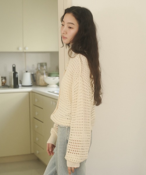REMOON(リムーン)の「3wayメッシュニットカーディガン(カーディガン/ボレロ・レディース・オフホワイト/ピンク/イエロー・FREE)」の18枚目の写真