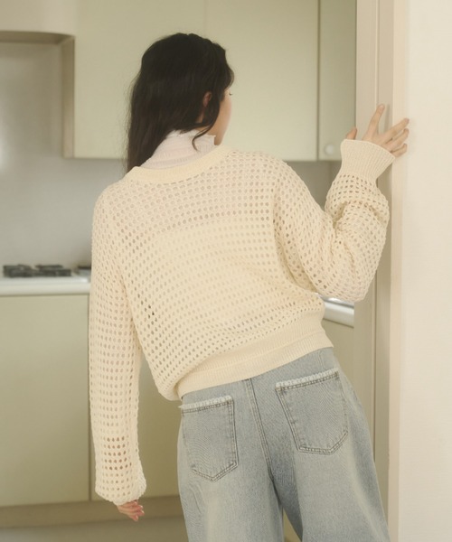 REMOON(リムーン)の「3wayメッシュニットカーディガン(カーディガン/ボレロ・レディース・オフホワイト/ピンク/イエロー・FREE)」の19枚目の写真
