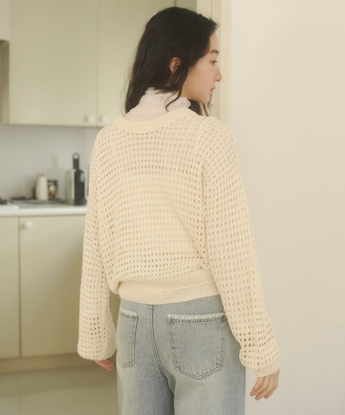 REMOON(リムーン)の「3wayメッシュニットカーディガン(カーディガン/ボレロ・レディース・オフホワイト/ピンク/イエロー・FREE)」の20枚目の写真