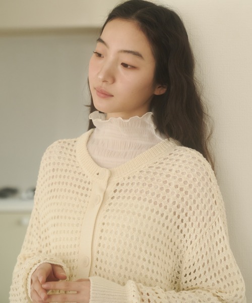 REMOON(リムーン)の「3wayメッシュニットカーディガン(カーディガン/ボレロ・レディース・オフホワイト/ピンク/イエロー・FREE)」の9枚目の写真