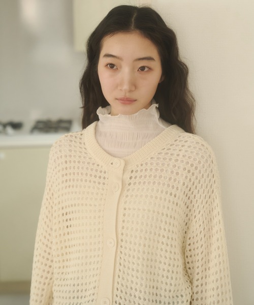 REMOON(リムーン)の「3wayメッシュニットカーディガン(カーディガン/ボレロ・レディース・オフホワイト/ピンク/イエロー・FREE)」の12枚目の写真