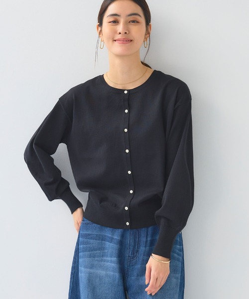 CROSS FUNCTION（クロスファンクション）の「《洗える》サマ美え ２WAYクルーネックカーディガン【CF/クロスファンクション】（カーディガン/ボレロ・レディース・アイボリー/サックスブルー/ブラック・L/M/LL）」の2枚目の写真