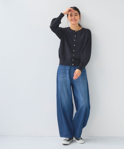 CROSS FUNCTION（クロスファンクション）の「《洗える》サマ美え ２WAYクルーネックカーディガン【CF/クロスファンクション】（カーディガン/ボレロ・レディース・アイボリー/サックスブルー/ブラック・L/M/LL）」の6枚目の写真