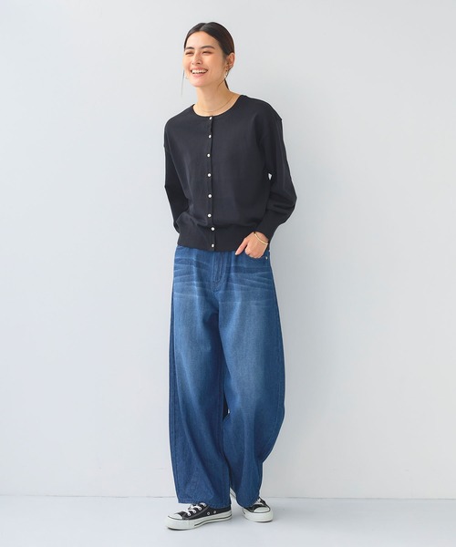 CROSS FUNCTION（クロスファンクション）の「《洗える》サマ美え ２WAYクルーネックカーディガン【CF/クロスファンクション】（カーディガン/ボレロ・レディース・アイボリー/サックスブルー/ブラック・L/M/LL）」の8枚目の写真