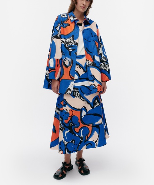 marimekko - 【marimekko】マリメッコ (XS) コットン 総柄 花柄 フレア シャツ 入手困難】marimekko ×UNIQLO マリメッコ×ユニクロ Tシャツ