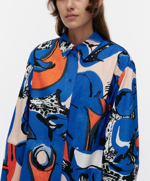 コットンブラウス　マリメッコ　marimekko SIELON サイズ42 marimekko - 【MARIMEKKO】SIELON半袖ブラウスの通販 by