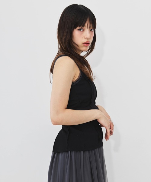 DIP IN CHOCOLATE（ディップインチョコレート）の「切替デザインタンクトップ【DIP IN CHOCOLATE】（タンクトップ・レディース・オフホワイト/ブラック・F）」の8枚目の写真