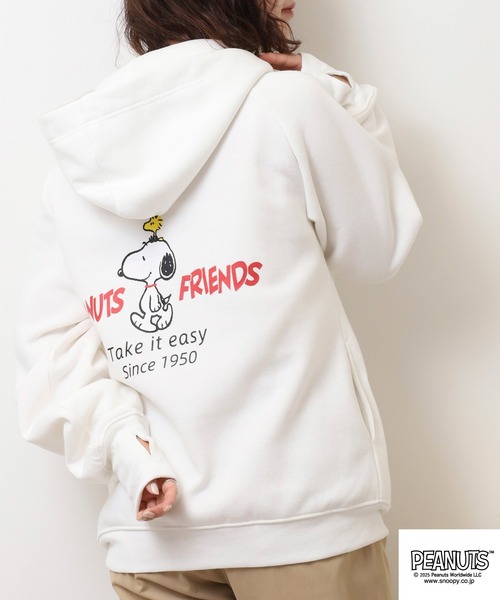 PEANUTS(ピーナッツ)の「PEANUTS フレンズ柄裏起毛プリントパーカー(パーカー・メンズ・ネイビー/杢グレー/オフホワイト・M/L/LL)」の10枚目の写真