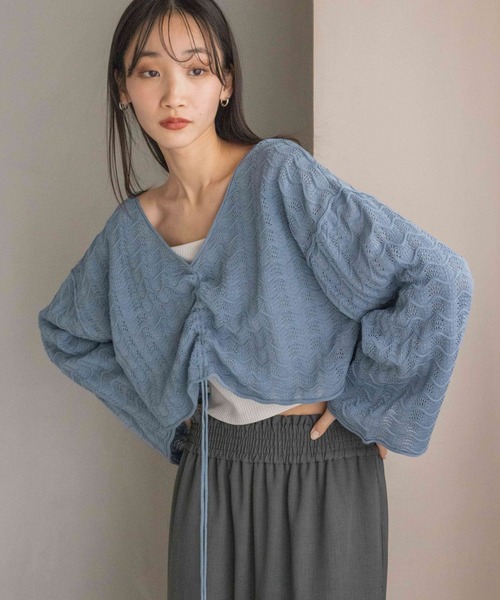 LOWRYS FARM（ローリーズファーム）の「スカシ２ＷＡＹドルマンプルオーバー 320230（ニット/セーター・レディース・ブラック/ブルー/アイボリー・FREE）」の3枚目の写真