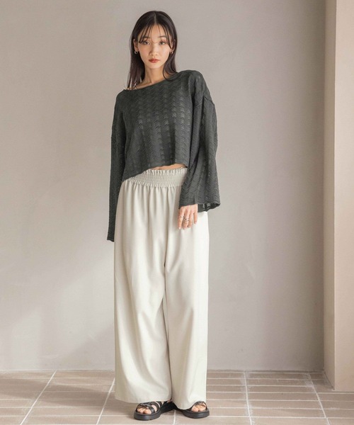 LOWRYS FARM（ローリーズファーム）の「スカシ２ＷＡＹドルマンプルオーバー 320230（ニット/セーター・レディース・ブラック/ブルー/アイボリー・FREE）」の4枚目の写真