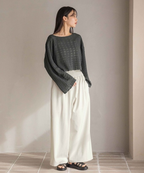 LOWRYS FARM（ローリーズファーム）の「スカシ２ＷＡＹドルマンプルオーバー 320230（ニット/セーター・レディース・ブラック/ブルー/アイボリー・FREE）」の5枚目の写真