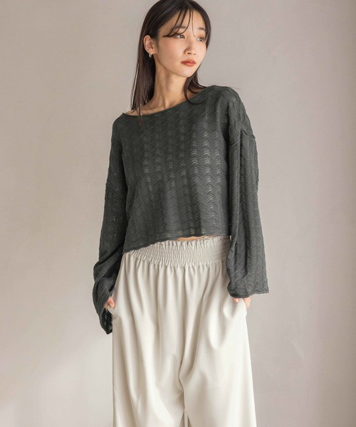 LOWRYS FARM（ローリーズファーム）の「スカシ２ＷＡＹドルマンプルオーバー 320230（ニット/セーター・レディース・ブラック/ブルー/アイボリー・FREE）」の7枚目の写真