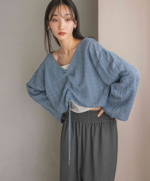 LOWRYS FARM（ローリーズファーム）の「スカシ２ＷＡＹドルマンプルオーバー 320230（ニット/セーター・レディース・ブラック/ブルー/アイボリー・FREE）」の10枚目の写真