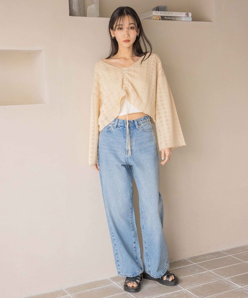 LOWRYS FARM（ローリーズファーム）の「スカシ２ＷＡＹドルマンプルオーバー 320230（ニット/セーター・レディース・ブラック/ブルー/アイボリー・FREE）」の13枚目の写真