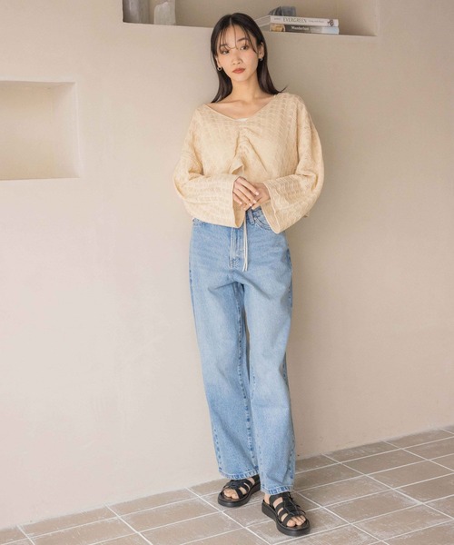 LOWRYS FARM（ローリーズファーム）の「スカシ２ＷＡＹドルマンプルオーバー 320230（ニット/セーター・レディース・ブラック/ブルー/アイボリー・FREE）」の14枚目の写真