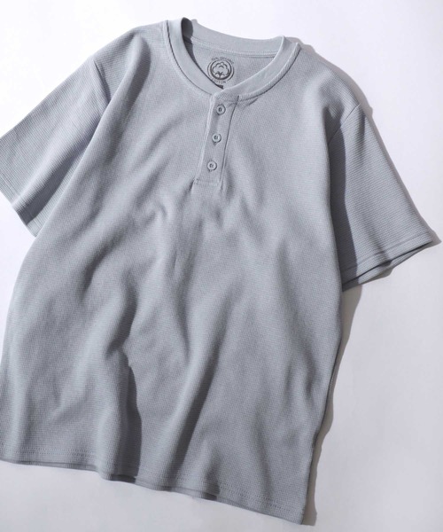 SITRY(シトリー)の「2026SS新色追加 Organic Cotton Thermal/オーガニックコットン サーマル ワッフル クルーネック ヘンリーネック 半袖Tシャツ(Tシャツ/カットソー・メンズ・カーキ/ブラック/ホワイト系その他/ブラック系その他/グレー系その他/グレー/オフホワイト/ホワイト/チャコール/グレイッシュブルー/ホワイト系その他2・M/L/LL)」の11枚目の写真