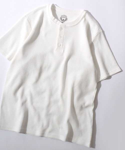 SITRY(シトリー)の「2026SS新色追加 Organic Cotton Thermal/オーガニックコットン サーマル ワッフル クルーネック ヘンリーネック 半袖Tシャツ(Tシャツ/カットソー・メンズ・カーキ/ブラック/ホワイト系その他/ブラック系その他/グレー系その他/グレー/オフホワイト/ホワイト/チャコール/グレイッシュブルー/ホワイト系その他2・M/L/LL)」の5枚目の写真