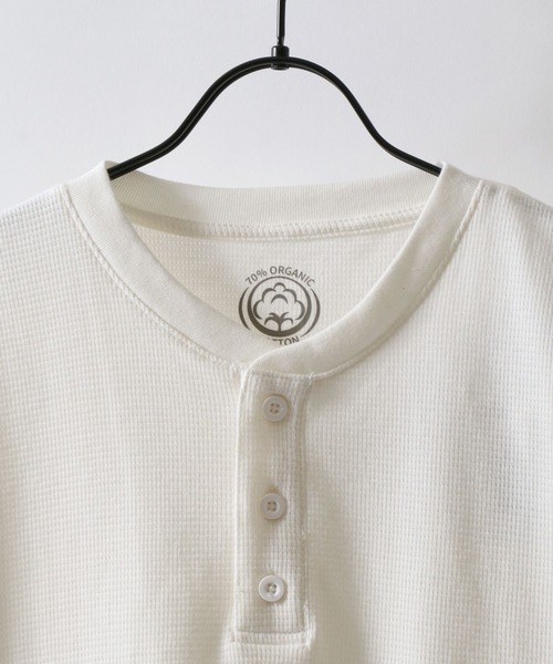 SITRY(シトリー)の「2026SS新色追加 Organic Cotton Thermal/オーガニックコットン サーマル ワッフル クルーネック ヘンリーネック 半袖Tシャツ(Tシャツ/カットソー・メンズ・カーキ/ブラック/ホワイト系その他/ブラック系その他/グレー系その他/グレー/オフホワイト/ホワイト/チャコール/グレイッシュブルー/ホワイト系その他2・M/L/LL)」の14枚目の写真