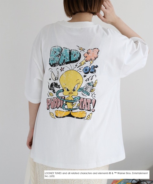 TWEETY(トゥウィーティー)の「【TWEETY】カジュアルロゴTシャツ(Tシャツ/カットソー・レディース・ブラック系2/ブラック系1/ホワイト系2/ホワイト系1・M)」の3枚目の写真
