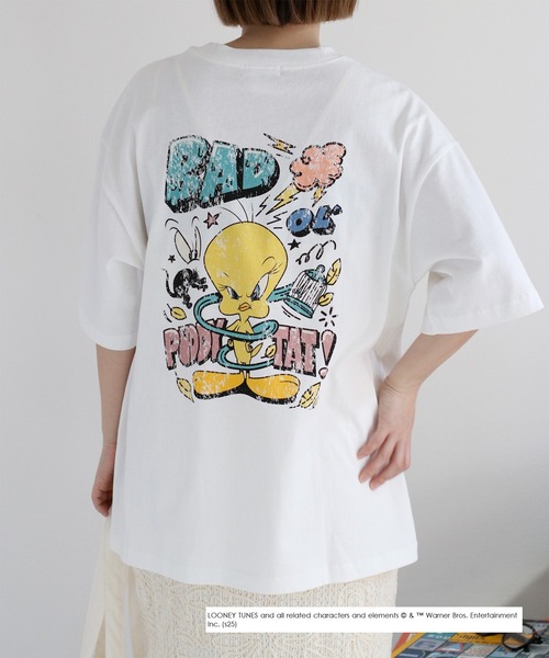 TWEETY(トゥウィーティー)の「【TWEETY】カジュアルロゴTシャツ(Tシャツ/カットソー・レディース・ブラック系2/ブラック系1/ホワイト系2/ホワイト系1・M)」の14枚目の写真