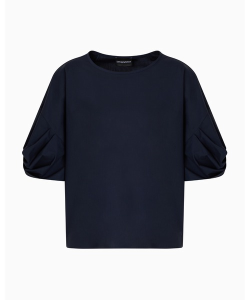 EMPORIO ARMANI（エンポリオアルマーニ）の「【エンポリオ アルマーニ】ブラウス ポプリン ツイストスリーブ（シャツ/ブラウス・レディース・ホワイト/ネイビー・36/38/40/42）」の7枚目の写真