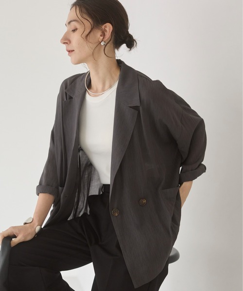 新品 Aga オーガンジーシアージャケット アーガ テーラード ジャケット 黒 シアー オーガンジー テーラードジャケット[品番：ORGW0009027