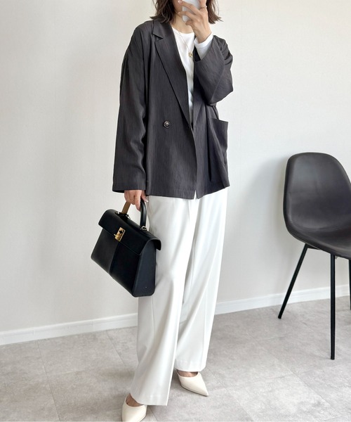 ANGIE（アンジー）の「シアー ジャケット（テーラードジャケット・レディース・ブラウン/ダークグレー/ライトグレー/ブラック・FREE）」の6枚目の写真