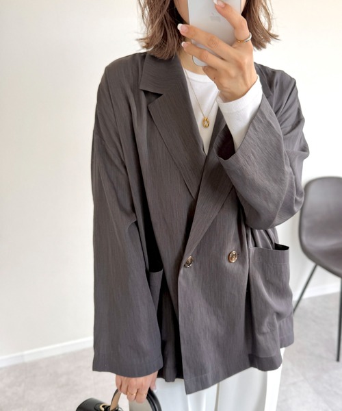 ANGIE（アンジー）の「シアー ジャケット（テーラードジャケット・レディース・ブラウン/ダークグレー/ライトグレー/ブラック・FREE）」の11枚目の写真