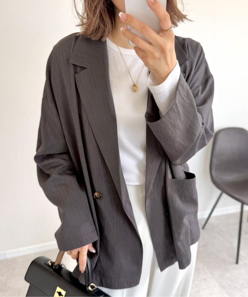 ANGIE（アンジー）の「シアー ジャケット（テーラードジャケット・レディース・ブラウン/ダークグレー/ライトグレー/ブラック・FREE）」の20枚目の写真