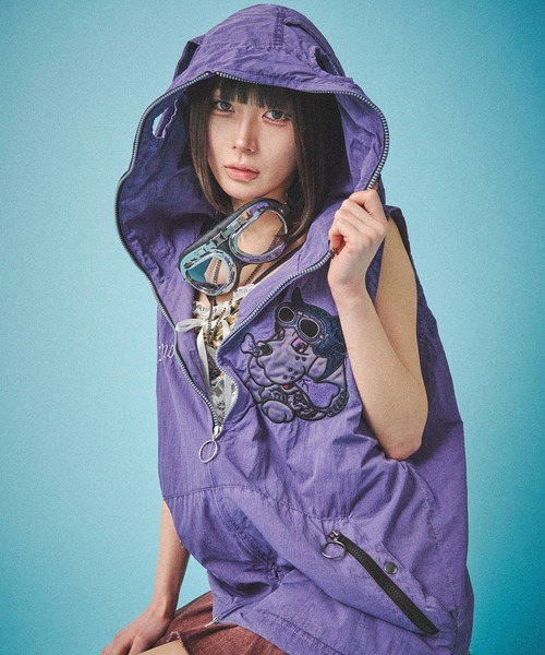 GALFY(ガルフィー)の「GALFY-反戦ベスト(パーカー・メンズ・ブラック/パープル・L/XL)」の19枚目の写真