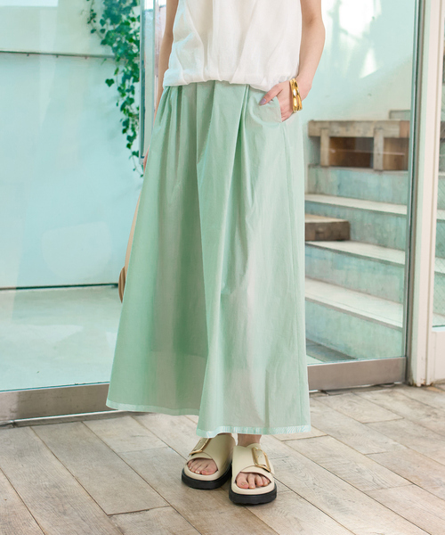 Rouge vif（ルージュヴィフ）の「イージーウエストギャザースカート（スカート・レディース・ホワイト/ライム/ネイビー・36/38）」の6枚目の写真