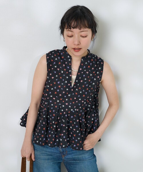 FREAK'S STORE(フリークスストア)の「インド キーネックフレアブラウス/ペプラムブラウス(シャツ/ブラウス・レディース・ブラック/ワイン/ナチュラル・フリ-)」の1枚目の写真