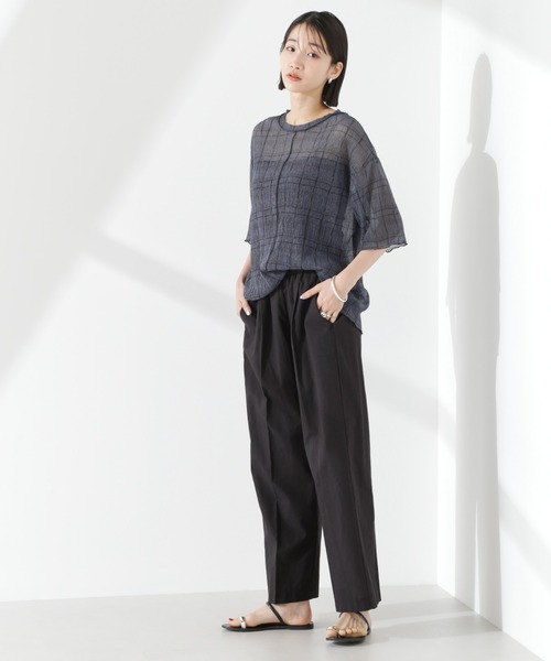 NANO universe（ナノユニバース）の「綿麻COOLMAXイージタックパンツ(セットアップ可)（その他パンツ・レディース・その他1/ベージュ/ブラック・FREE）」の21枚目の写真