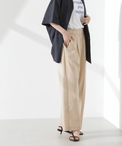 NANO universe（ナノユニバース）の「綿麻COOLMAXイージタックパンツ(セットアップ可)（その他パンツ・レディース・その他1/ベージュ/ブラック・FREE）」の4枚目の写真