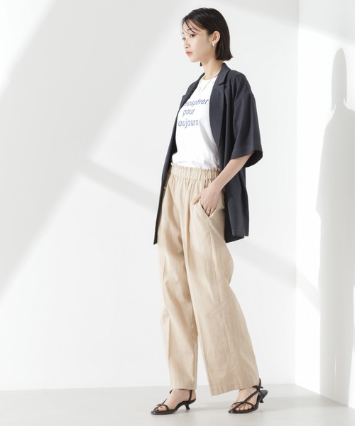 NANO universe（ナノユニバース）の「綿麻COOLMAXイージタックパンツ(セットアップ可)（その他パンツ・レディース・その他1/ベージュ/ブラック・FREE）」の7枚目の写真