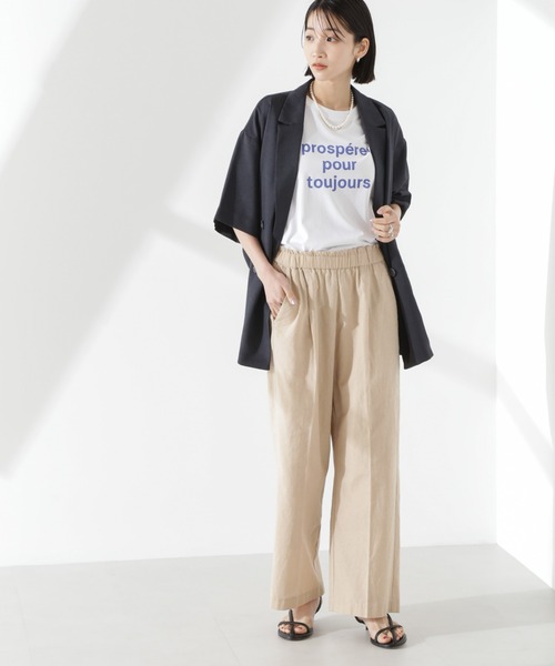 NANO universe（ナノユニバース）の「綿麻COOLMAXイージタックパンツ(セットアップ可)（その他パンツ・レディース・その他1/ベージュ/ブラック・FREE）」の9枚目の写真