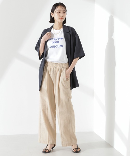 NANO universe（ナノユニバース）の「綿麻COOLMAXイージタックパンツ(セットアップ可)（その他パンツ・レディース・その他1/ベージュ/ブラック・FREE）」の10枚目の写真