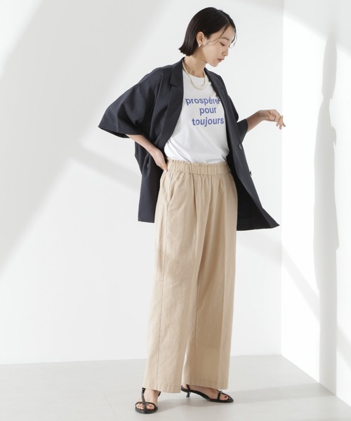 NANO universe（ナノユニバース）の「綿麻COOLMAXイージタックパンツ(セットアップ可)（その他パンツ・レディース・その他1/ベージュ/ブラック・FREE）」の8枚目の写真