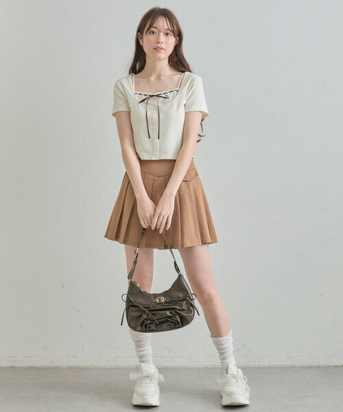 OLIVE des OLIVE(オリーブデオリーブ)の「フラッププリーツミニスカート(スカート・レディース・ネイビー/キャメル/チャコールグレー・FREE)」の13枚目の写真