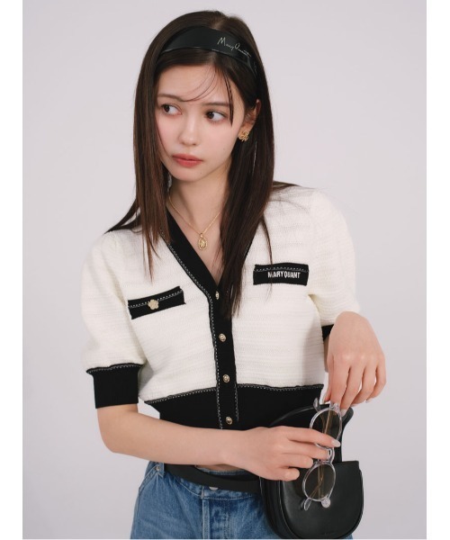 LILY BROWN×MARY QUANTバイカラーパフニットカーディガンセット