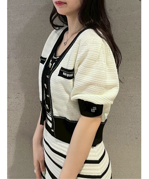 LILY BROWN×MARY QUANT ニットカーディガン　ミント LILY BROWN×MARY QUANT】デイジーモチーフニットカーディガン