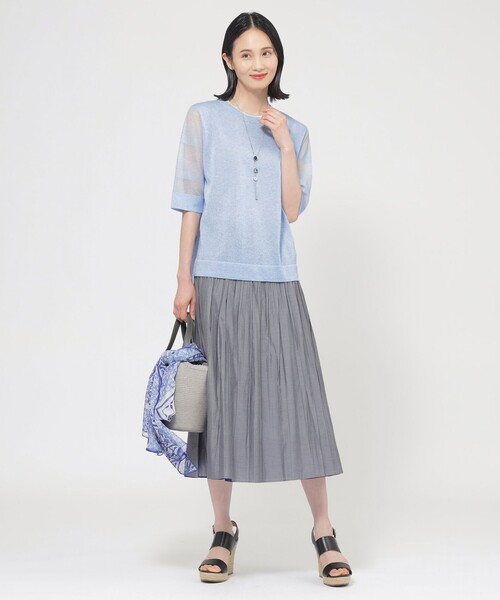 DT MaxMara ★ リバーシブル スカート FJORDI 2色 チェック＋ストライプリバーシブルスカート（マキシ・ロング