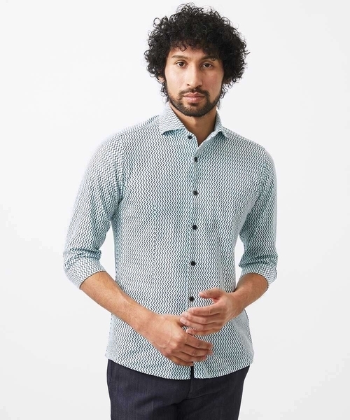 MICHEL KLEIN HOMME (ミッシェルクランオム)の「《日本製》ストレッチラッセル七分袖シャツ(シャツ/ブラウス・メンズ・ライトブルー/ブラック/カーキ・MEDIUM/LARGE/X-LARGE)」の18枚目の写真