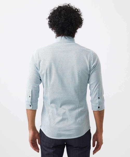 MICHEL KLEIN HOMME (ミッシェルクランオム)の「《日本製》ストレッチラッセル七分袖シャツ(シャツ/ブラウス・メンズ・ライトブルー/ブラック/カーキ・MEDIUM/LARGE/X-LARGE)」の16枚目の写真