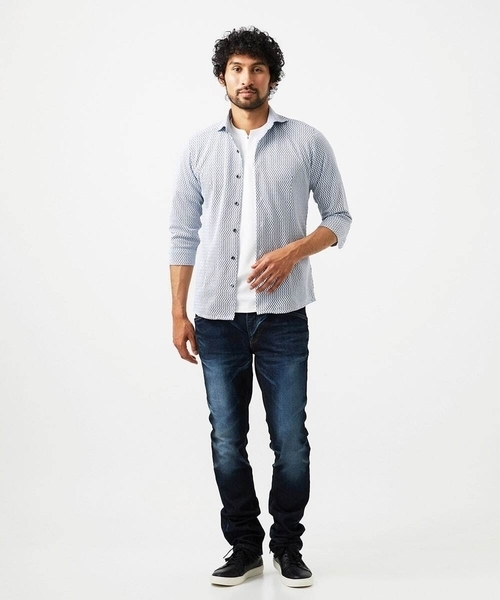 MICHEL KLEIN HOMME (ミッシェルクランオム)の「《日本製》ストレッチラッセル七分袖シャツ(シャツ/ブラウス・メンズ・ライトブルー/ブラック/カーキ・MEDIUM/LARGE/X-LARGE)」の8枚目の写真