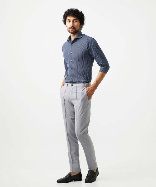 MICHEL KLEIN HOMME (ミッシェルクランオム)の「《日本製》ストレッチラッセル七分袖シャツ(シャツ/ブラウス・メンズ・ライトブルー/ブラック/カーキ・MEDIUM/LARGE/X-LARGE)」の6枚目の写真